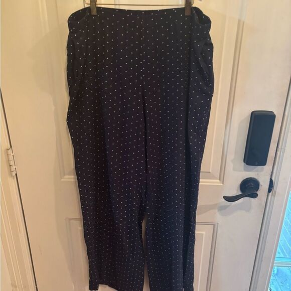 J. Jill Navy Polka Dot Wide Leg Pull on Pants size XL Tall - Picture 2 of 5